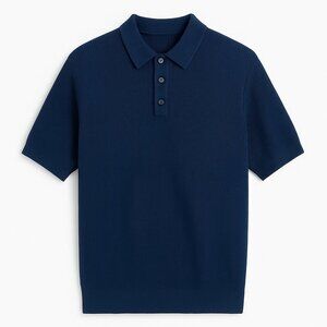 DKNY Navy Knit Polo Shirt Short Sleeve Sweater Style XL NWT